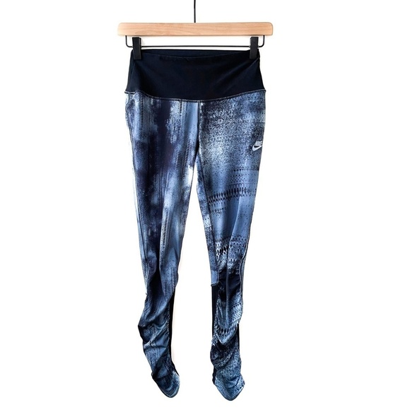 Nike Tie Dye Leggings Dri-Fit Athletic Running Blue Gray Stretchy - Picture 10 of 10